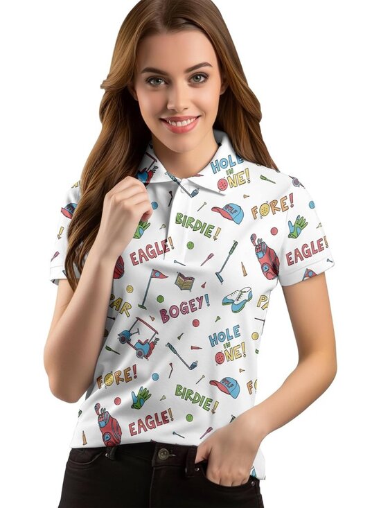 Tops - Women Golf Doodle Short Sleeve Quick Dry Tennis Shirts Athletic Yoga Tops